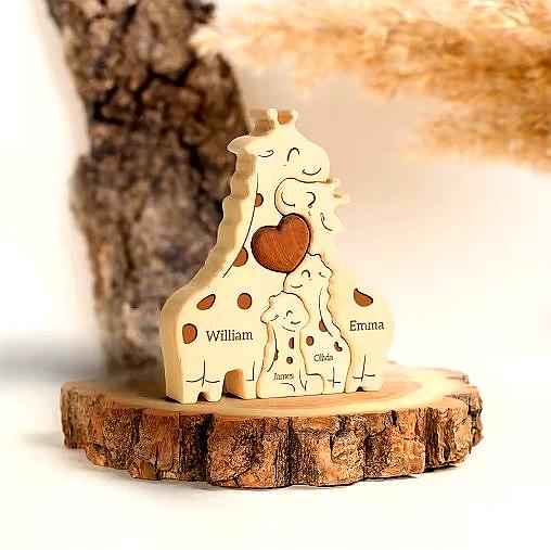 To My Mom – Personalized Giraffe Family Puzzle