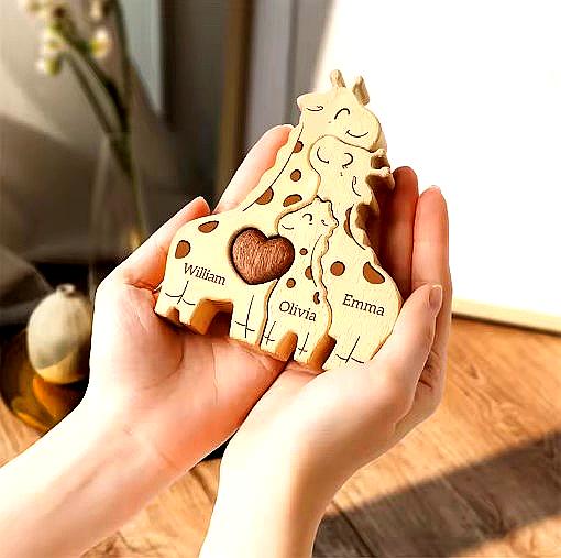 To My Mom – Personalized Giraffe Family Puzzle