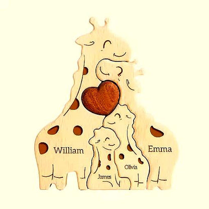 To My Mom – Personalized Giraffe Family Puzzle
