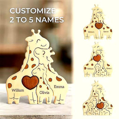 To My Mom – Personalized Giraffe Family Puzzle