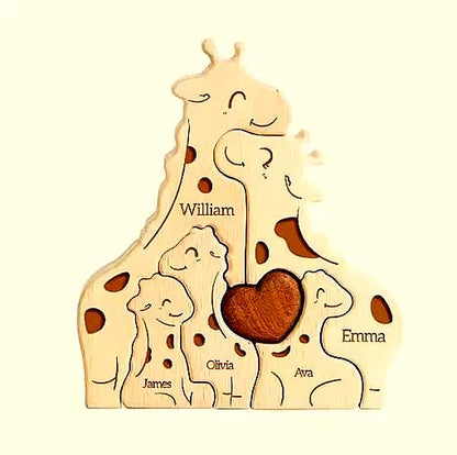 To My Mom – Personalized Giraffe Family Puzzle