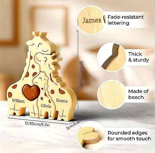 To My Mom – Personalized Giraffe Family Puzzle