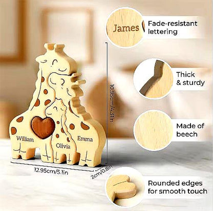 To My Mom – Personalized Giraffe Family Puzzle